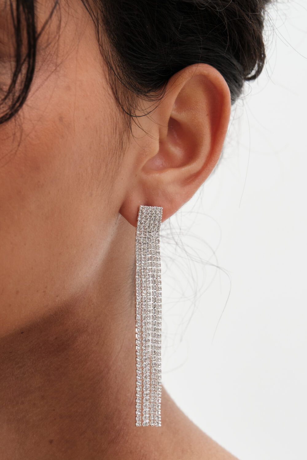 Mood Silver Crystal Core Diamante Shower Drop Earrings