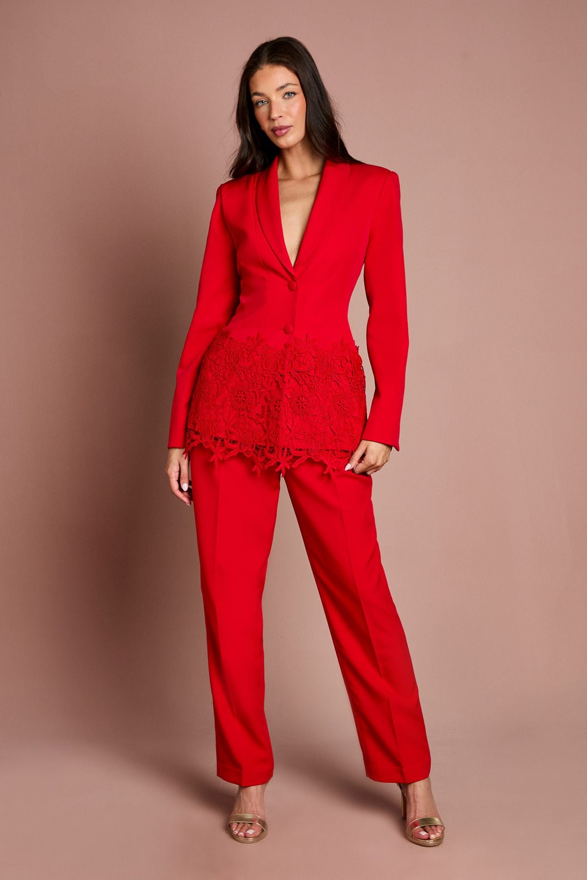 Coast Pleat Front Straight Leg Formal Trouser Red