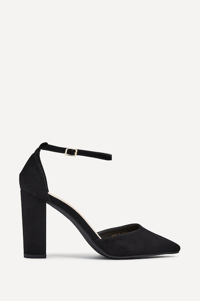 Linzi Marlie Black Suede Court Shoe