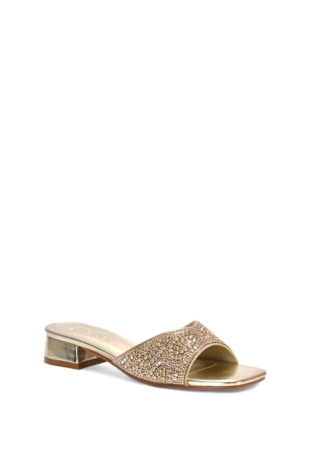 XY London 'Erica' Open Toe Slip On Diamante Low Heel Mule Shoes image 2