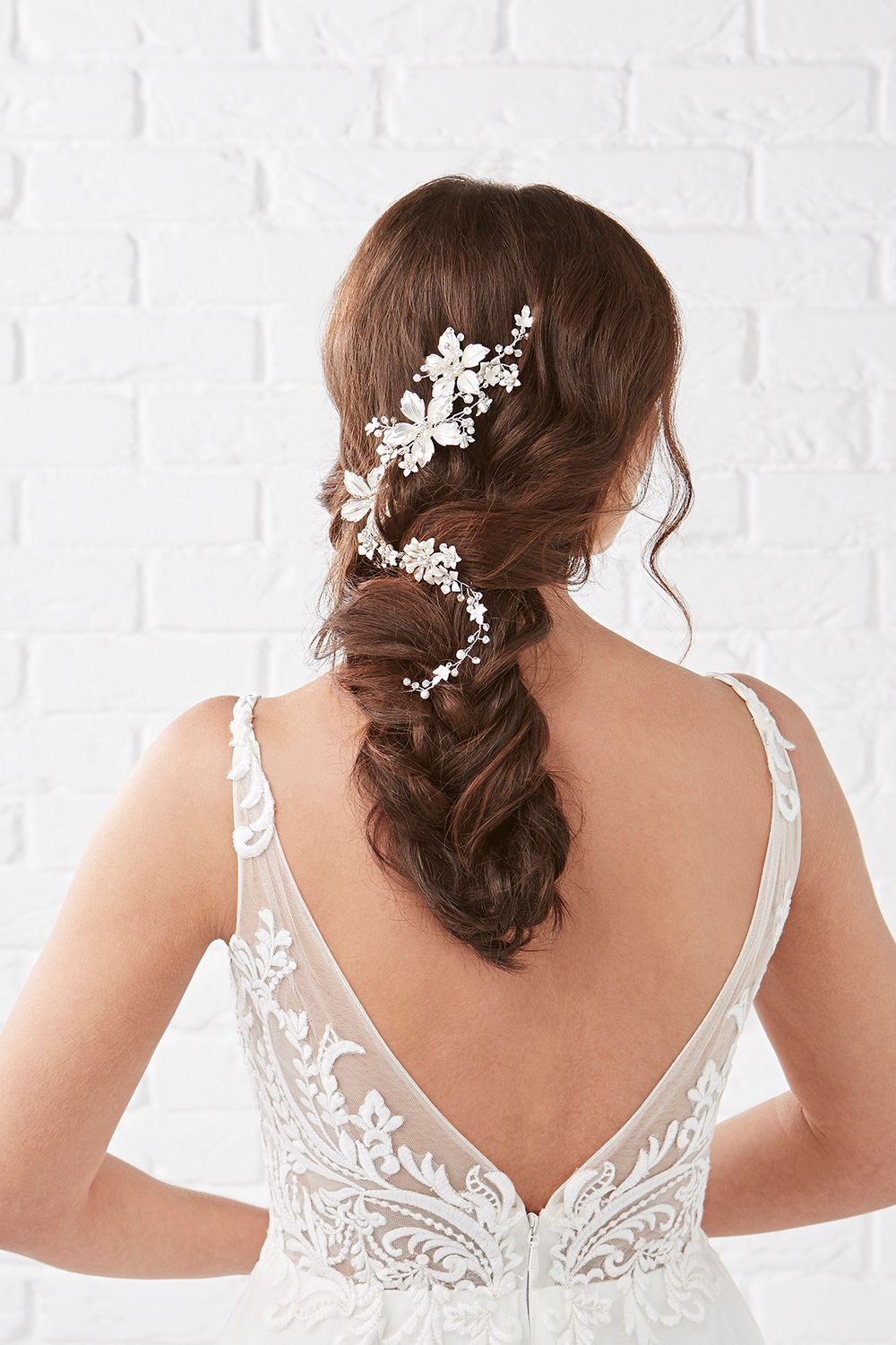 Jon Richard Lila Silver Floral Crystal And Pearl Hair Vine - Gift Pouch image 2