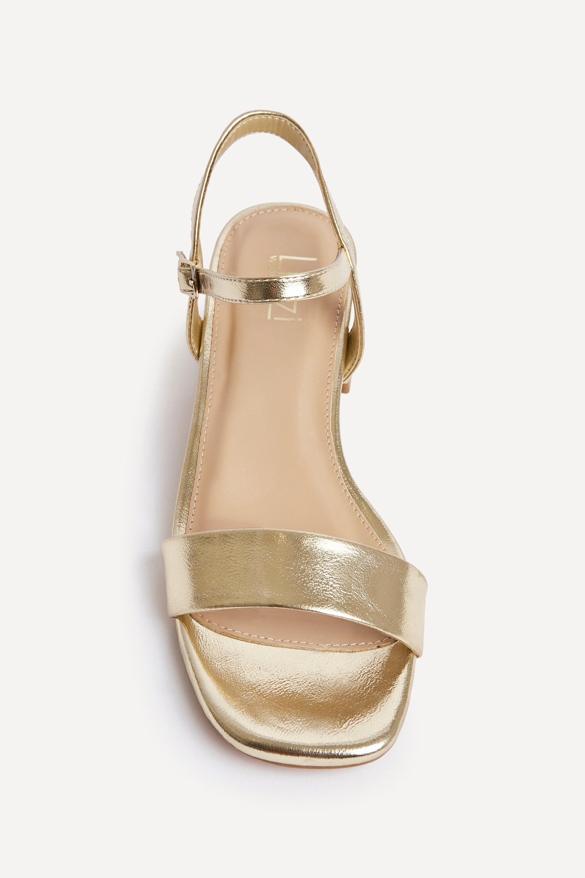 Linzi Carlie Wide Fit Gold Faux Leather Low Block Heel image 4