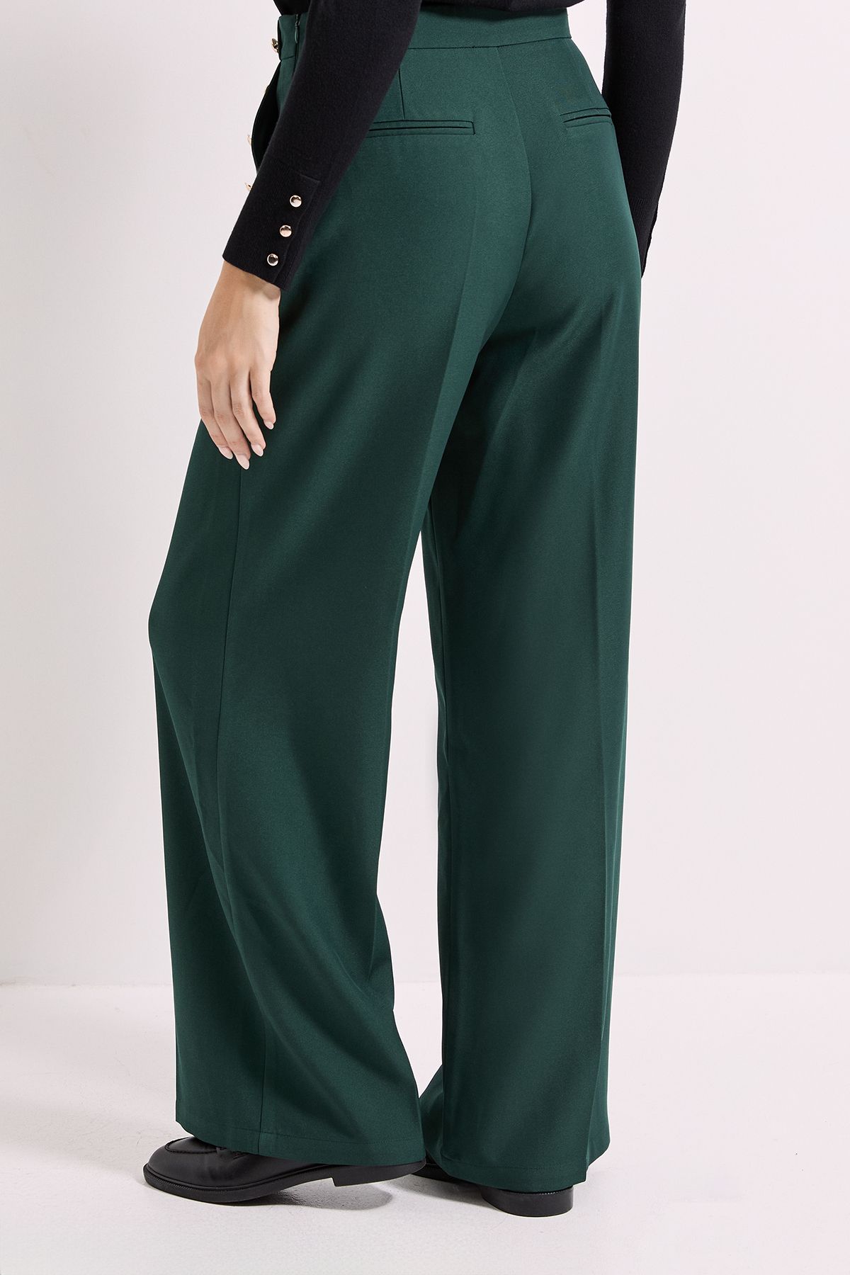 Dorothy Perkins Military Button Detail Wide Leg Trouser Green image 4