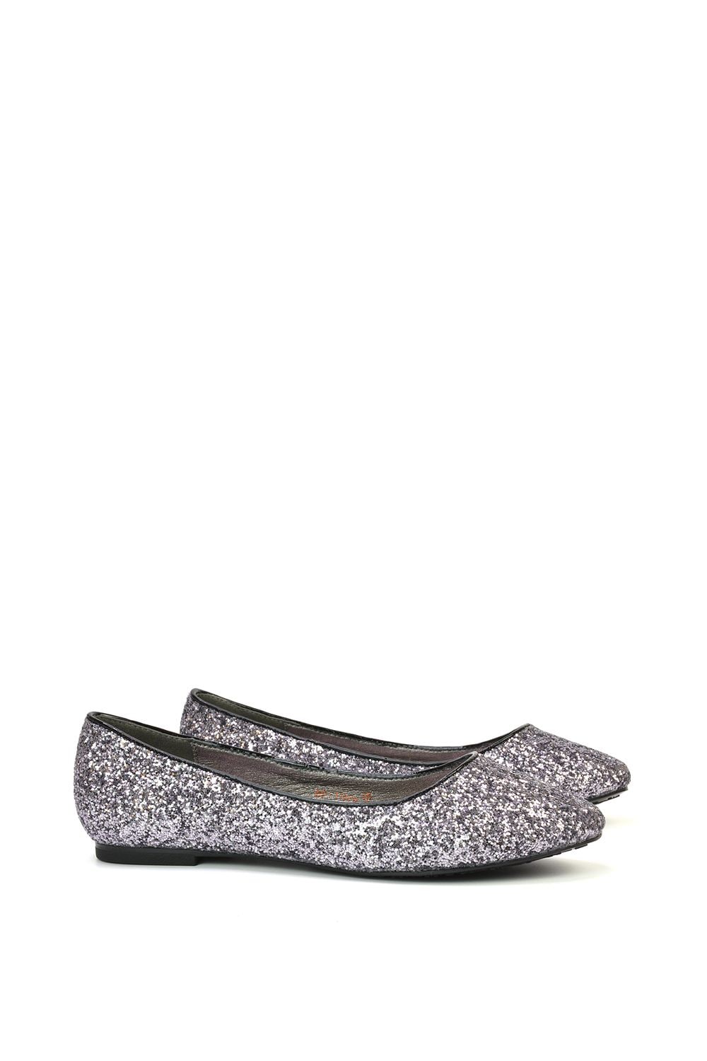 XY London 'Karissa' Flat Slip on Sparkly Glitter Ballerina Pumps image 2