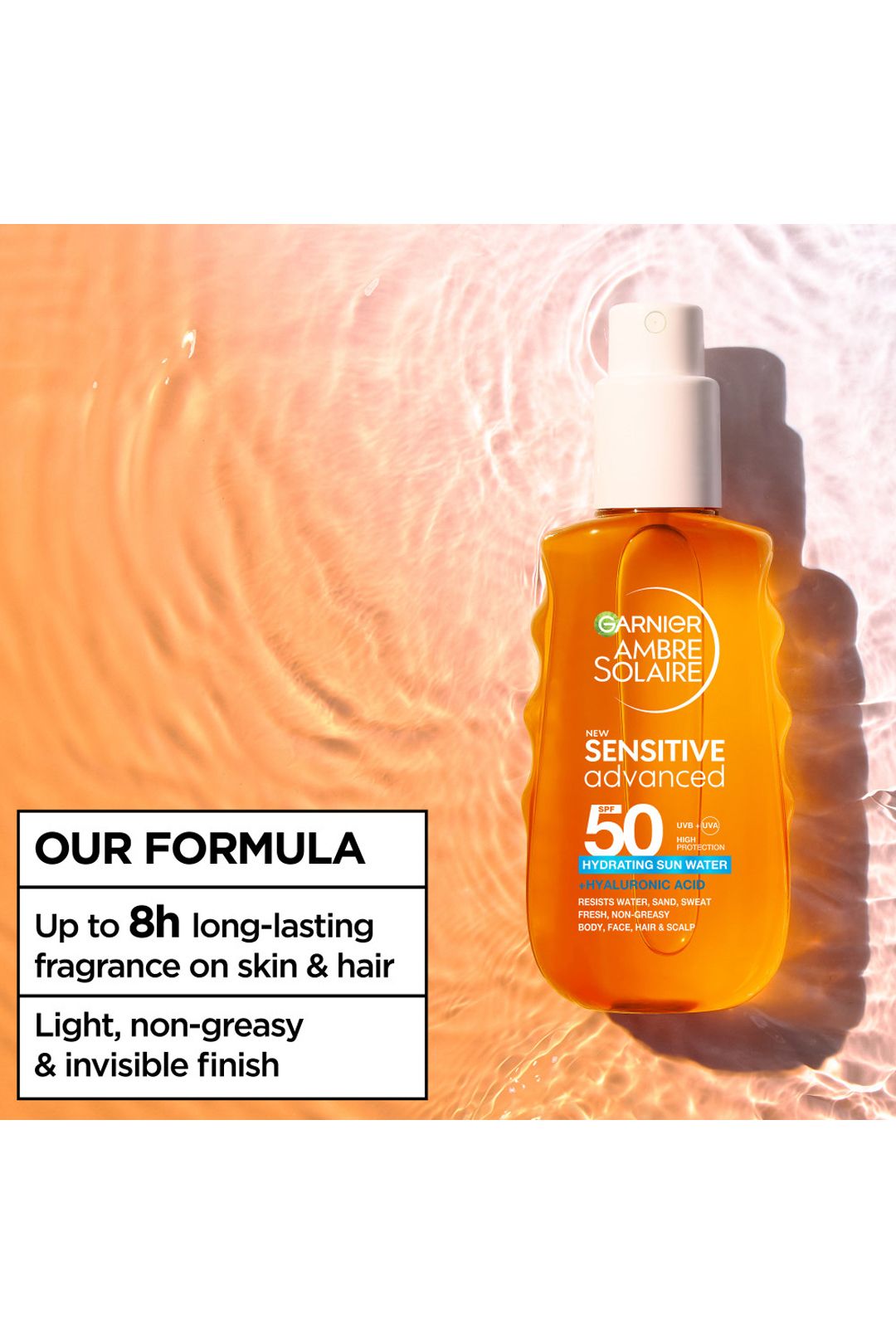 Garnier Ambre Solaire Sensitive Advanced Sun Protection Water SPF50 150ml Multi image 7