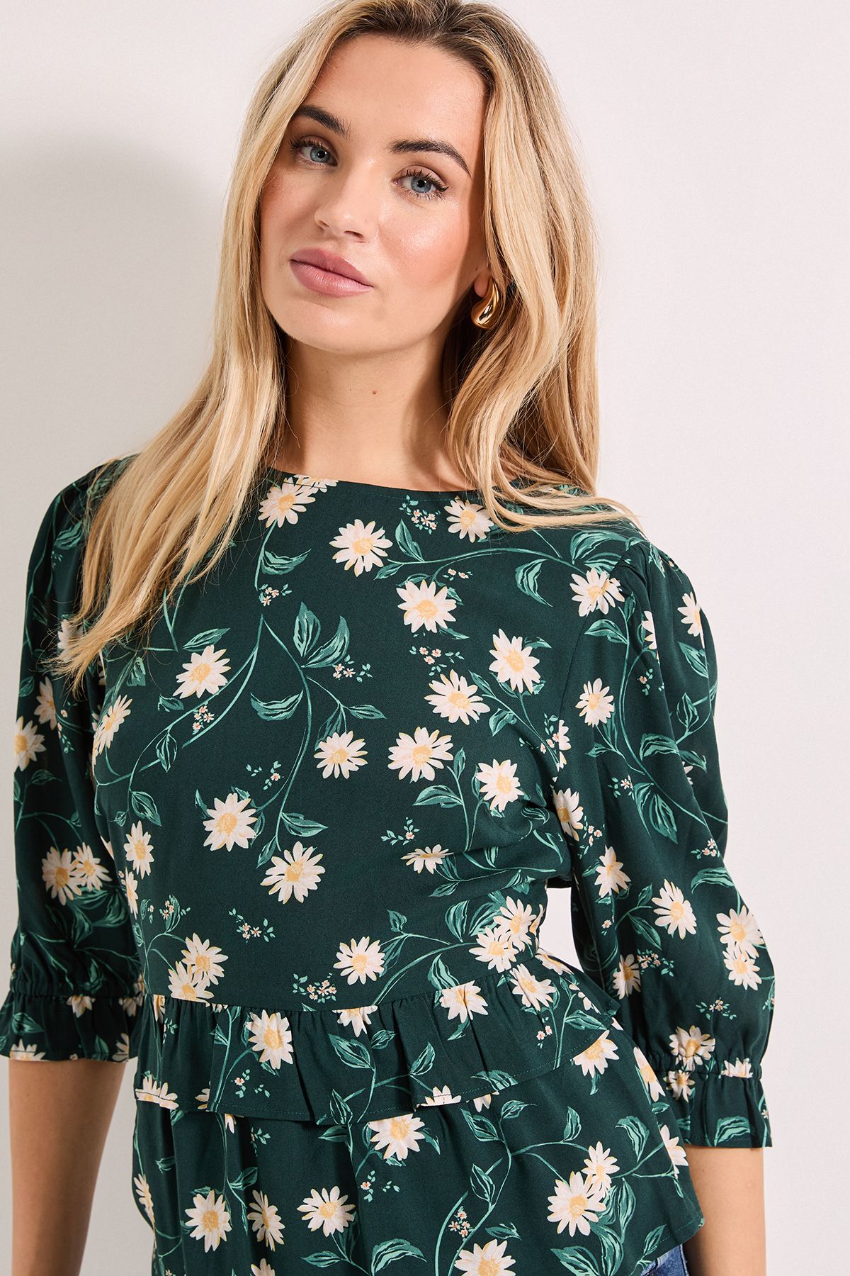 Dorothy Perkins Frill Peplum Hem Printed Blouse Black image 4