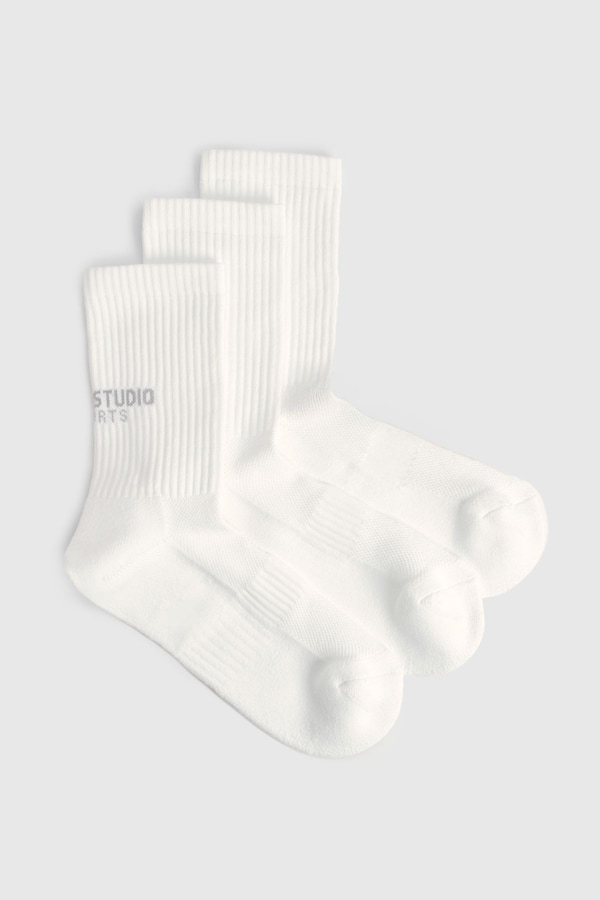 DSGN Studio DSGN Studio Sports 3 Pack Cushion Support Running Sock White