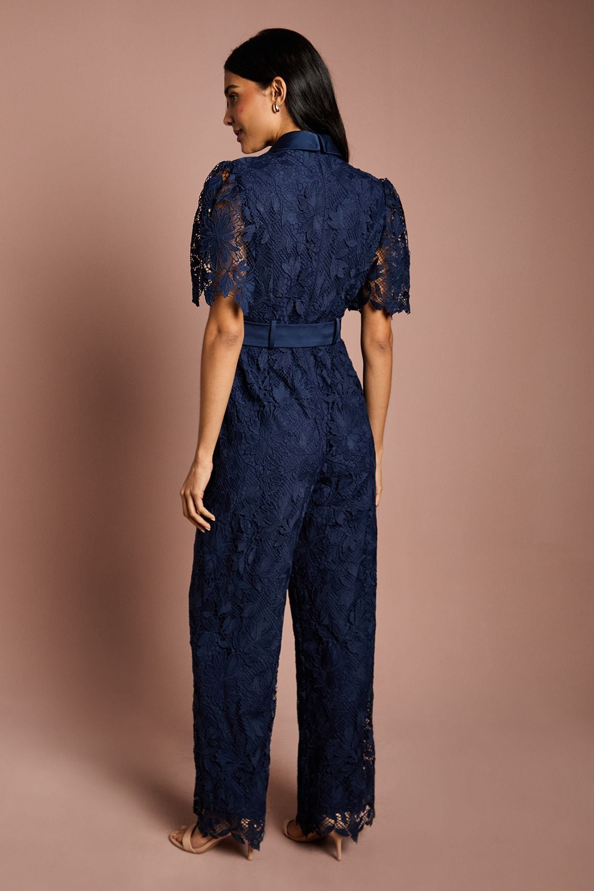 Coast Short Sleeve Lace Wide Leg Jumpsuit Navy image 3