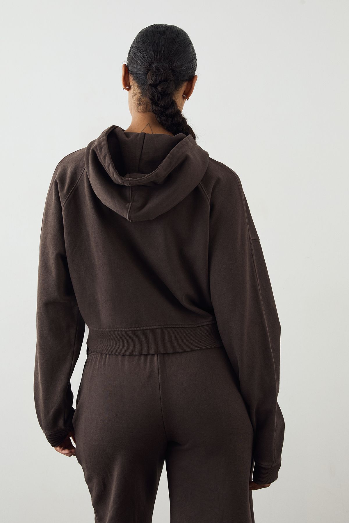 DSGN Studio DSGN Studio Premium Heavyweight Washed Boxy Zip Through Hoodie Chocolate image 2