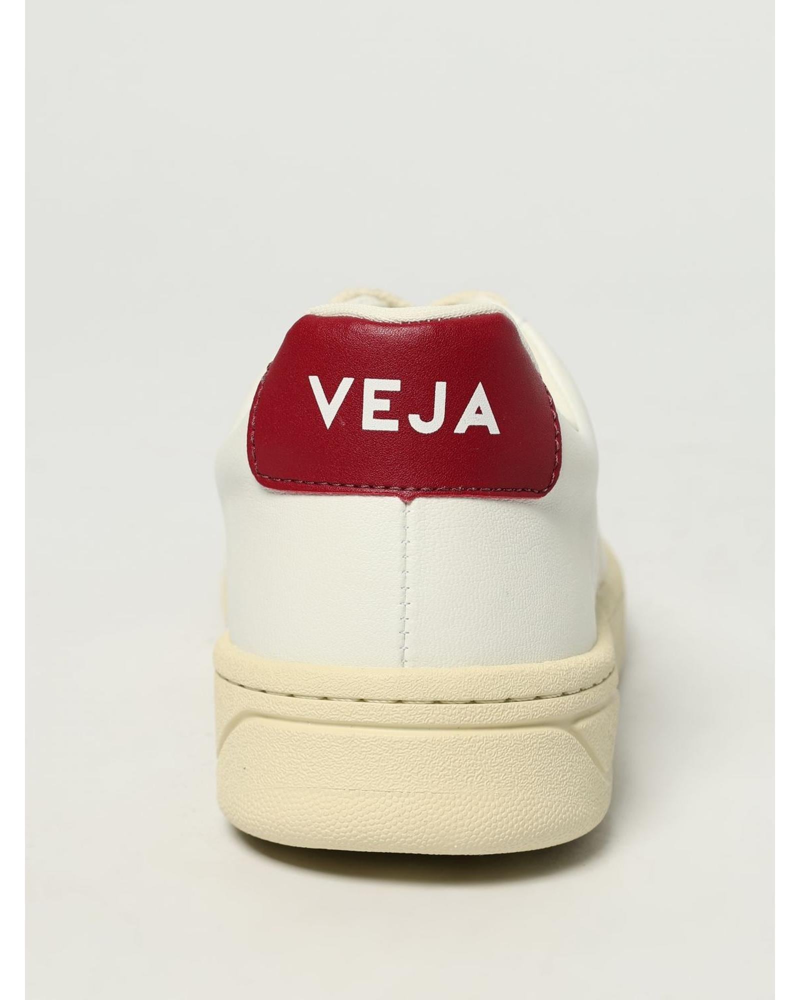 Veja V10 WhiteOffWhiteRed Leather Sneakers Wo image 4