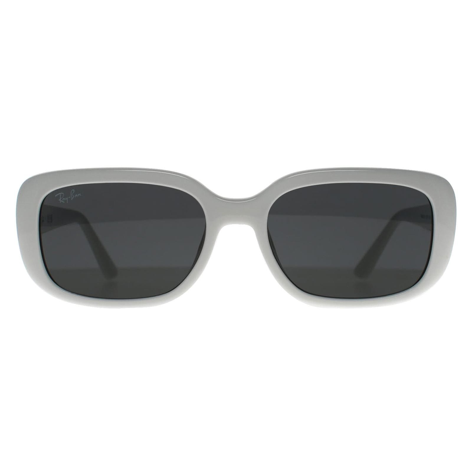 Ray-Ban Rectangle Polished White Dark Grey RB4421D Bio Based image 1