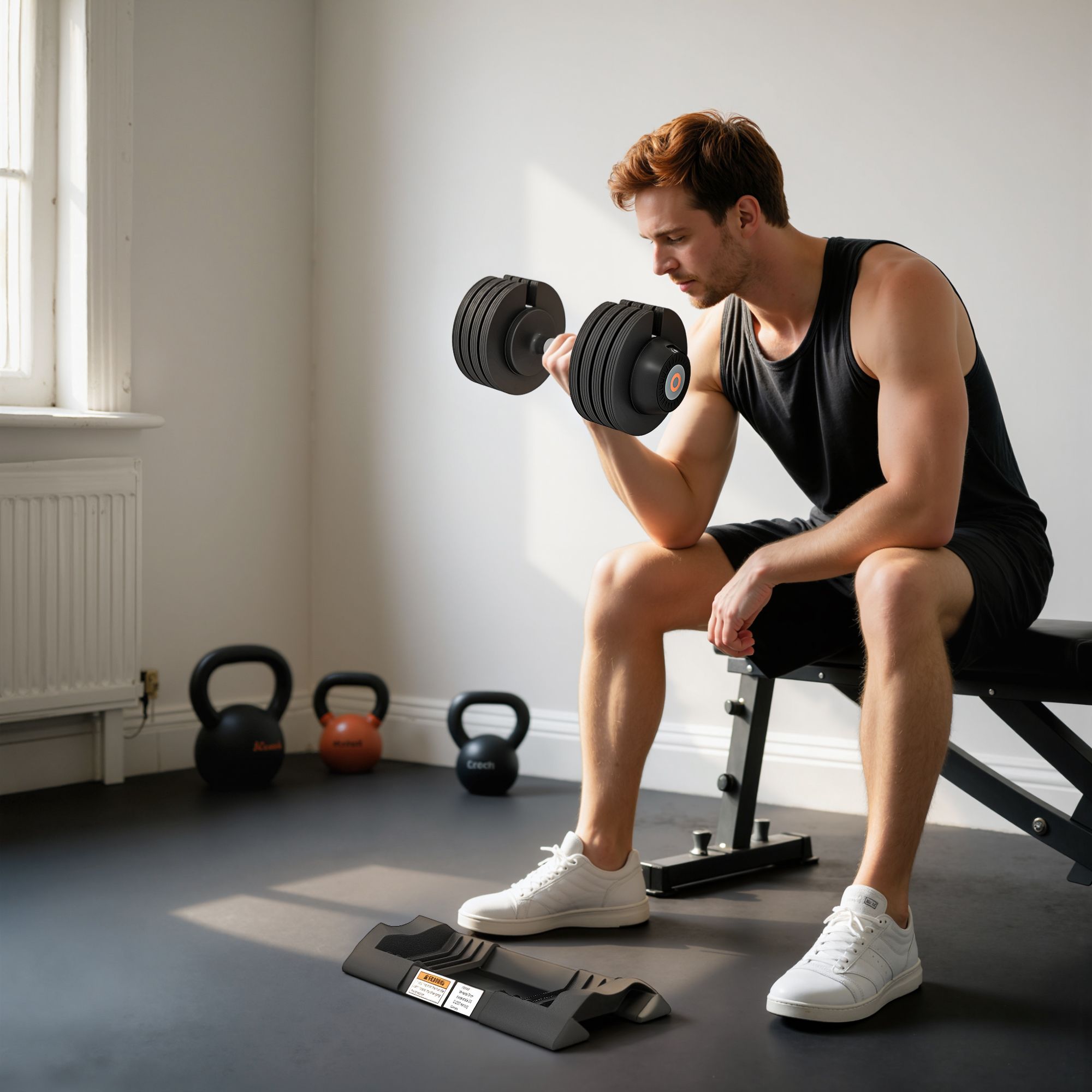 SPORTNOW Adjustable Dumbbells Set, 4-in-1 Weights Set with Storage Tray and Non-Slip Handle, Home Gym Fitness Equipment image 1