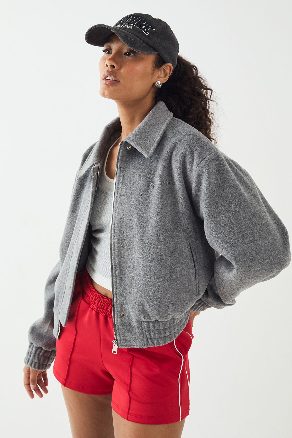 DSGN Studio DSGN Studio Embroidered Zip Through Collared Jacket Grey Marl image 1