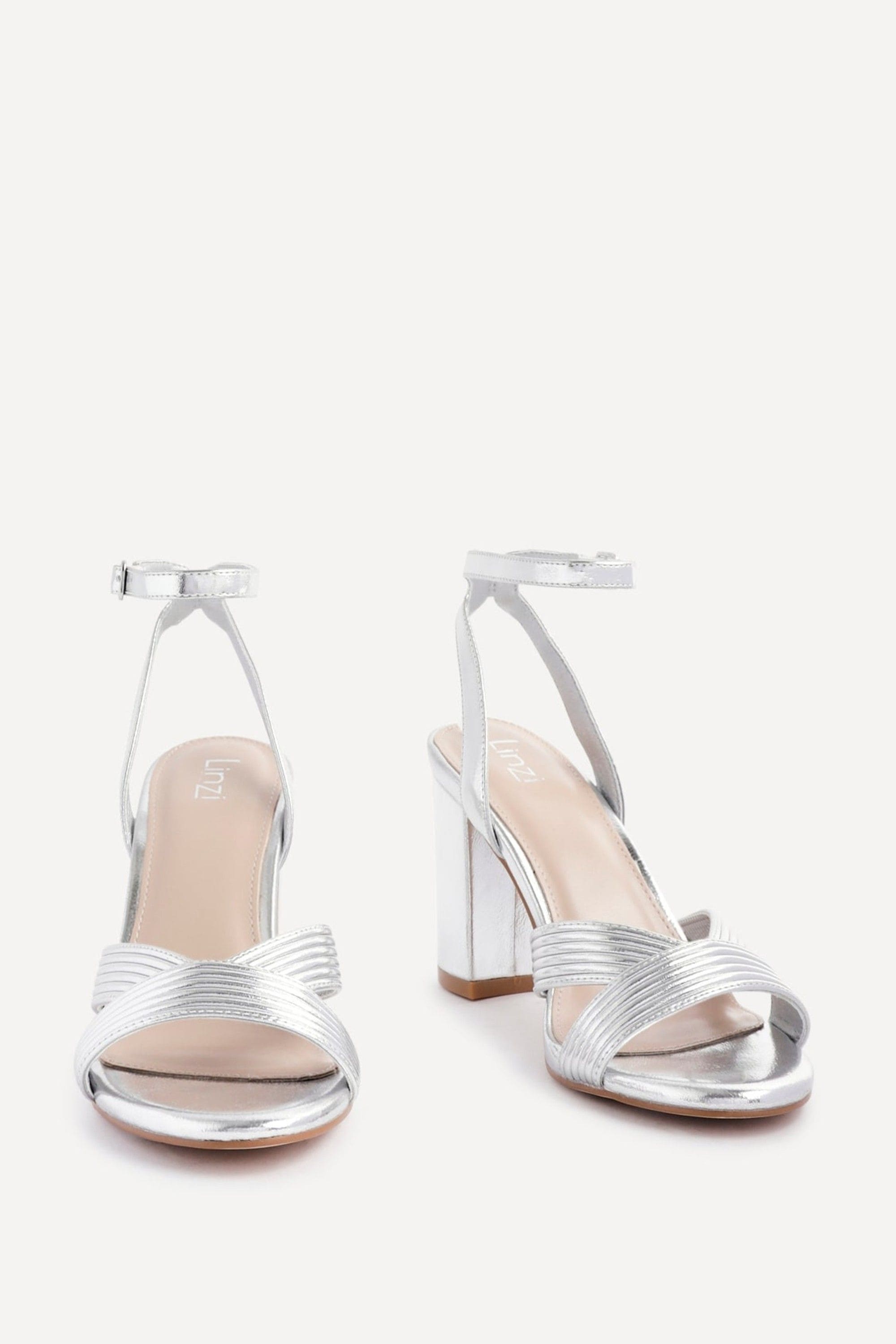 Linzi City Silver Faux Leather Block Heeled Sandal image 3