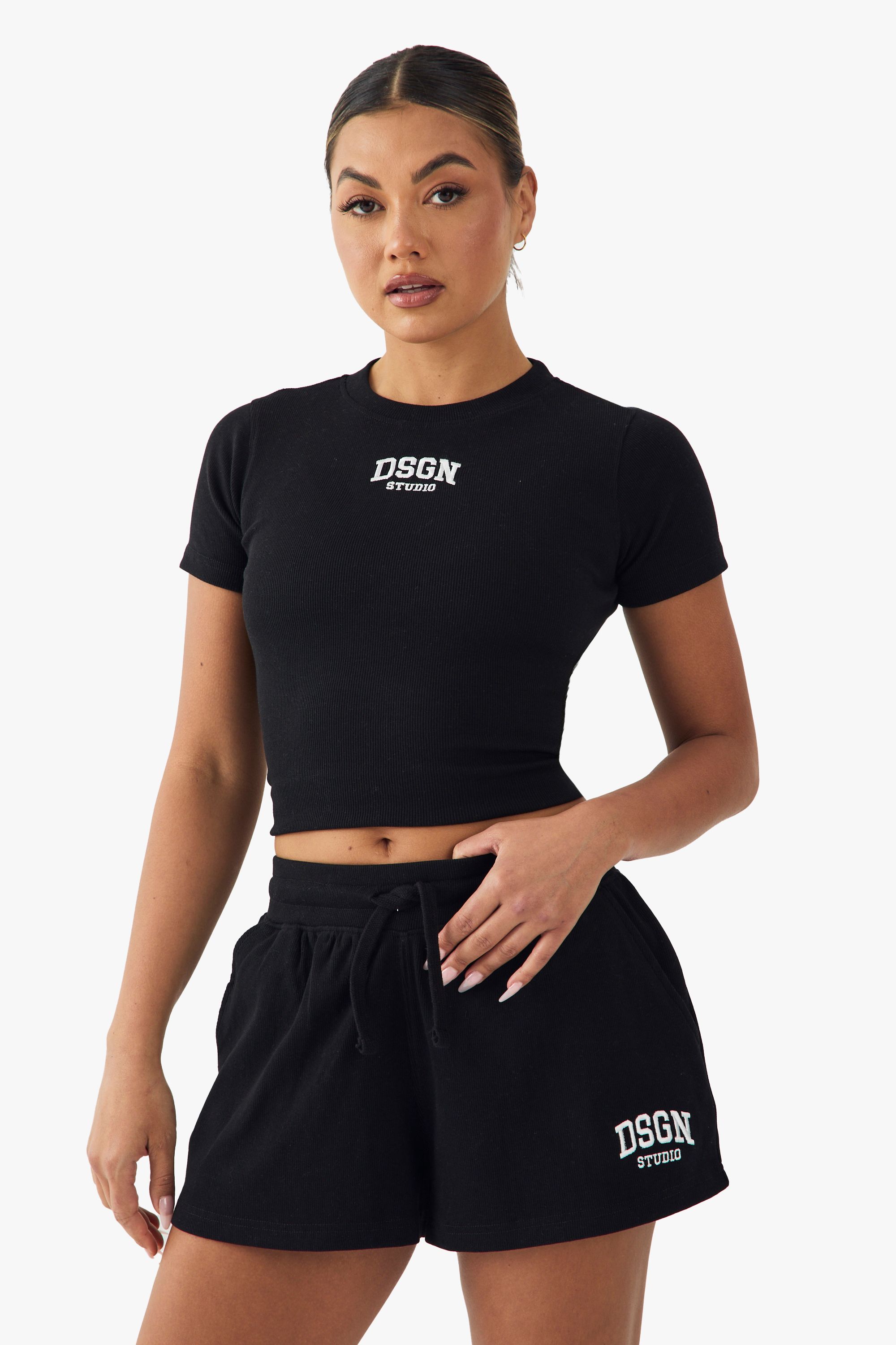 DSGN Studio DSGN Studio Embroidered Rib Short Black