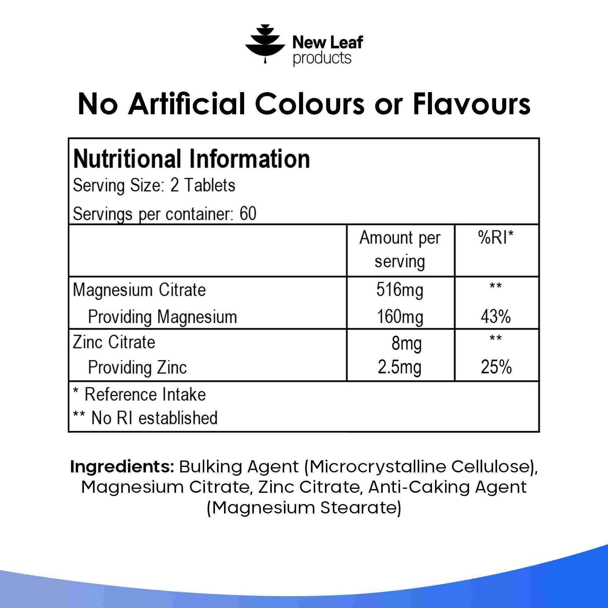 New leaf health Magnesium Supplements 516mg with Zinc - 120 Magnesium Tablets Supports Muscle Bone Health, Tiredness image 6