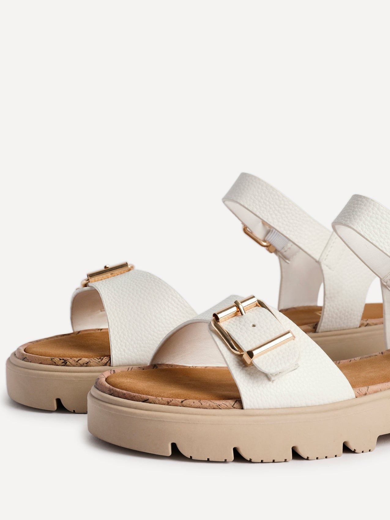 Linzi Comet White Faux Grain Leather Chunky Sandal image 5