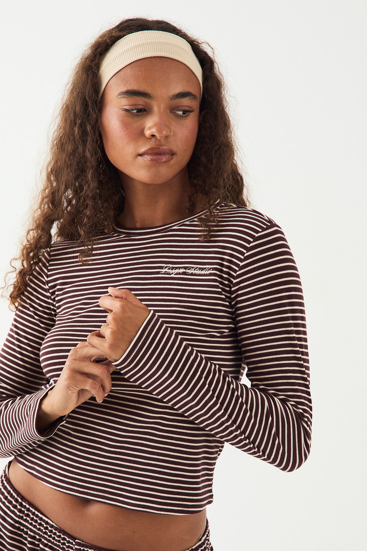 DSGN Studio DSGN Studio Soft Stripe Long Sleeve Top Chocolate image 4