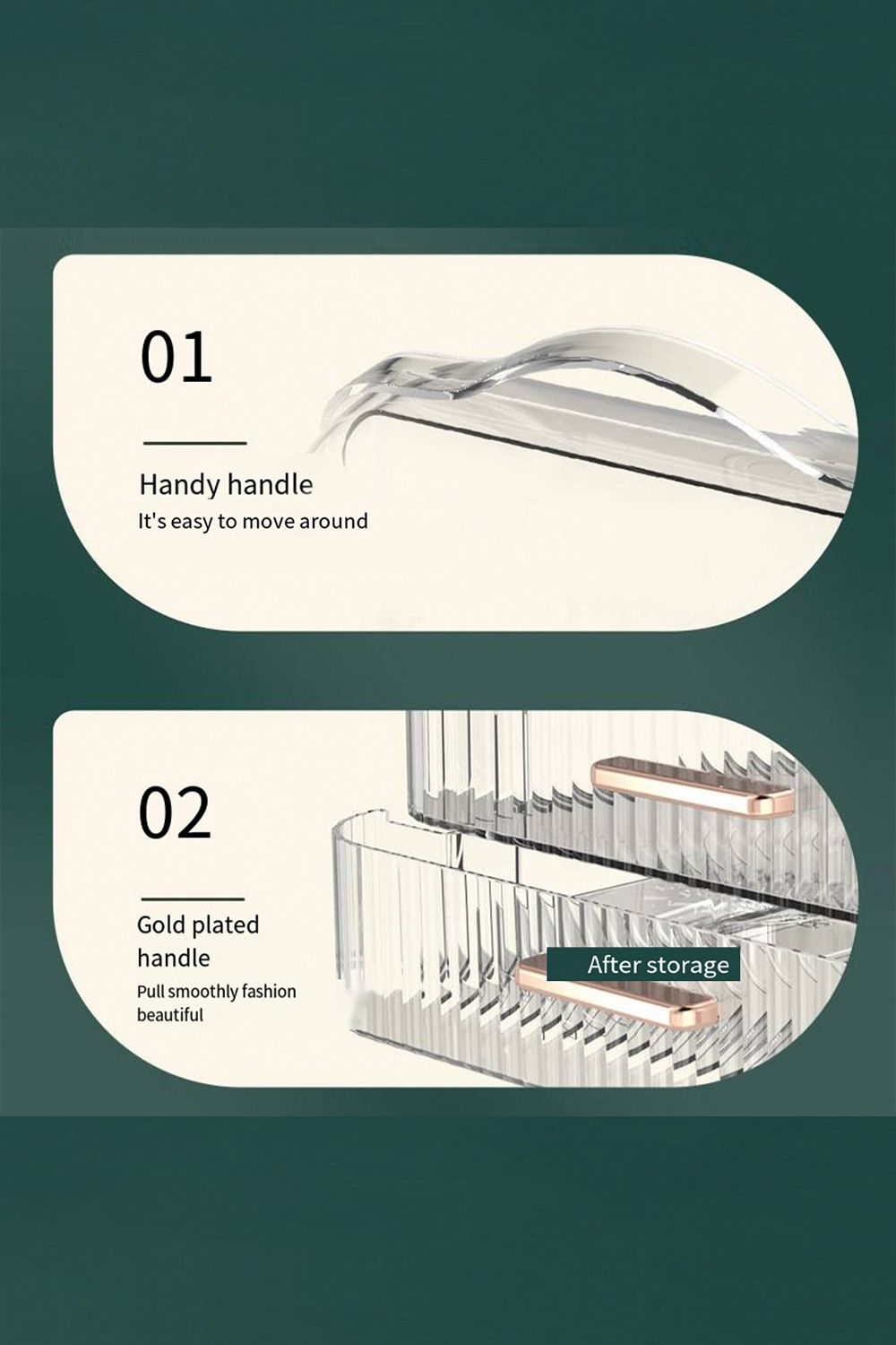 Living and Home Portable Dustproof Cosmetic Desktop Makeup Organizer with Handle image 3