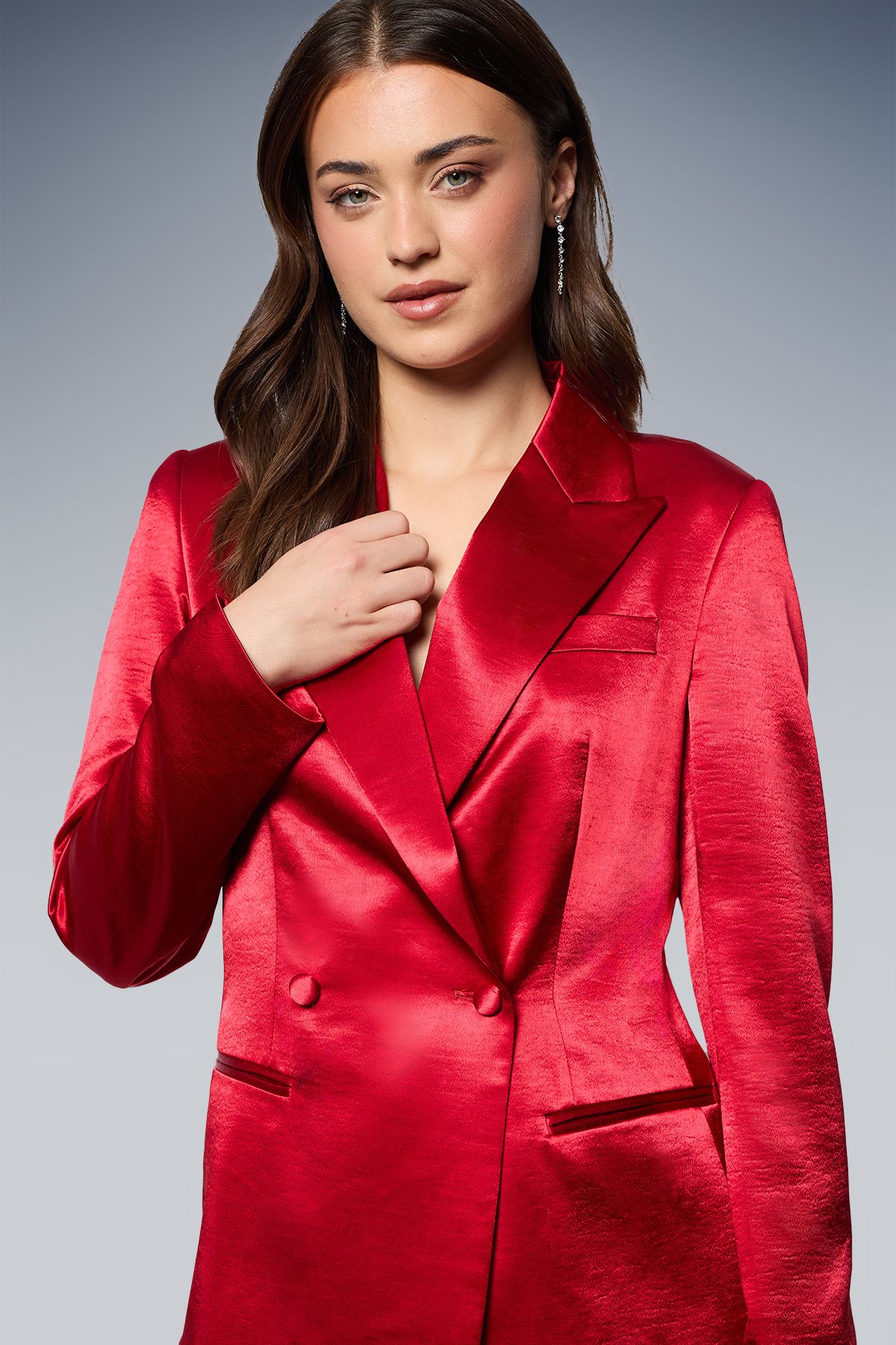 Dorothy Perkins Satin Double Breasted Blazer Red image 4