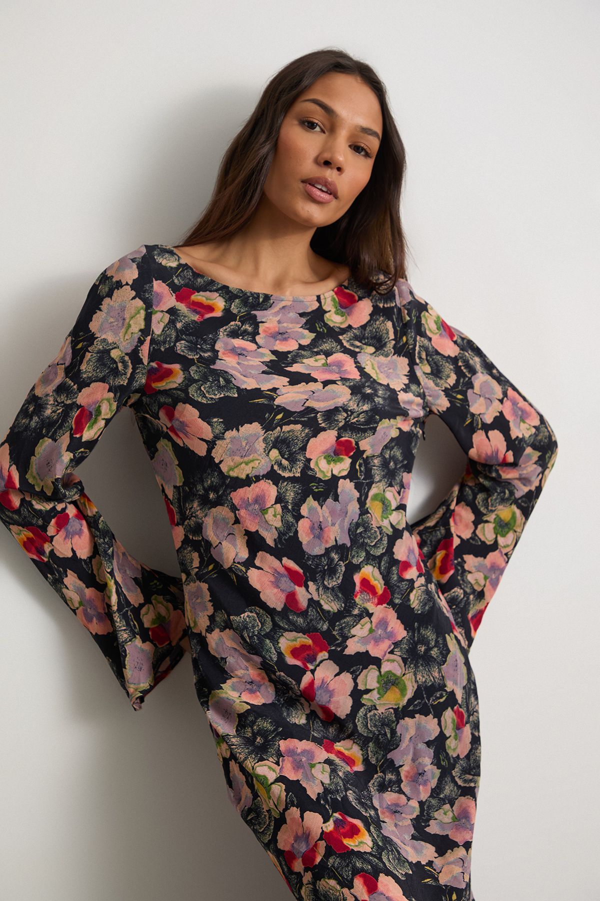 Warehouse Floral Bias Cut Scoop Back Midaxi Dress Floral image 4