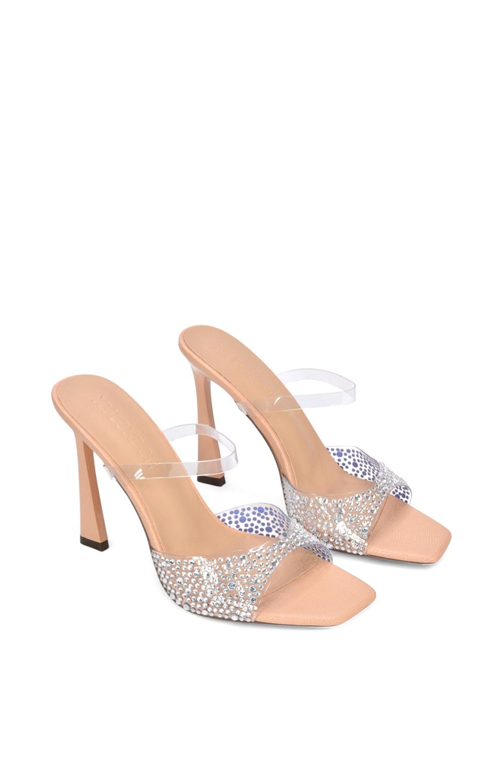 XY London 'Lois' Square Open Toe Rhinestone Perspex High Heeled Mules image 5