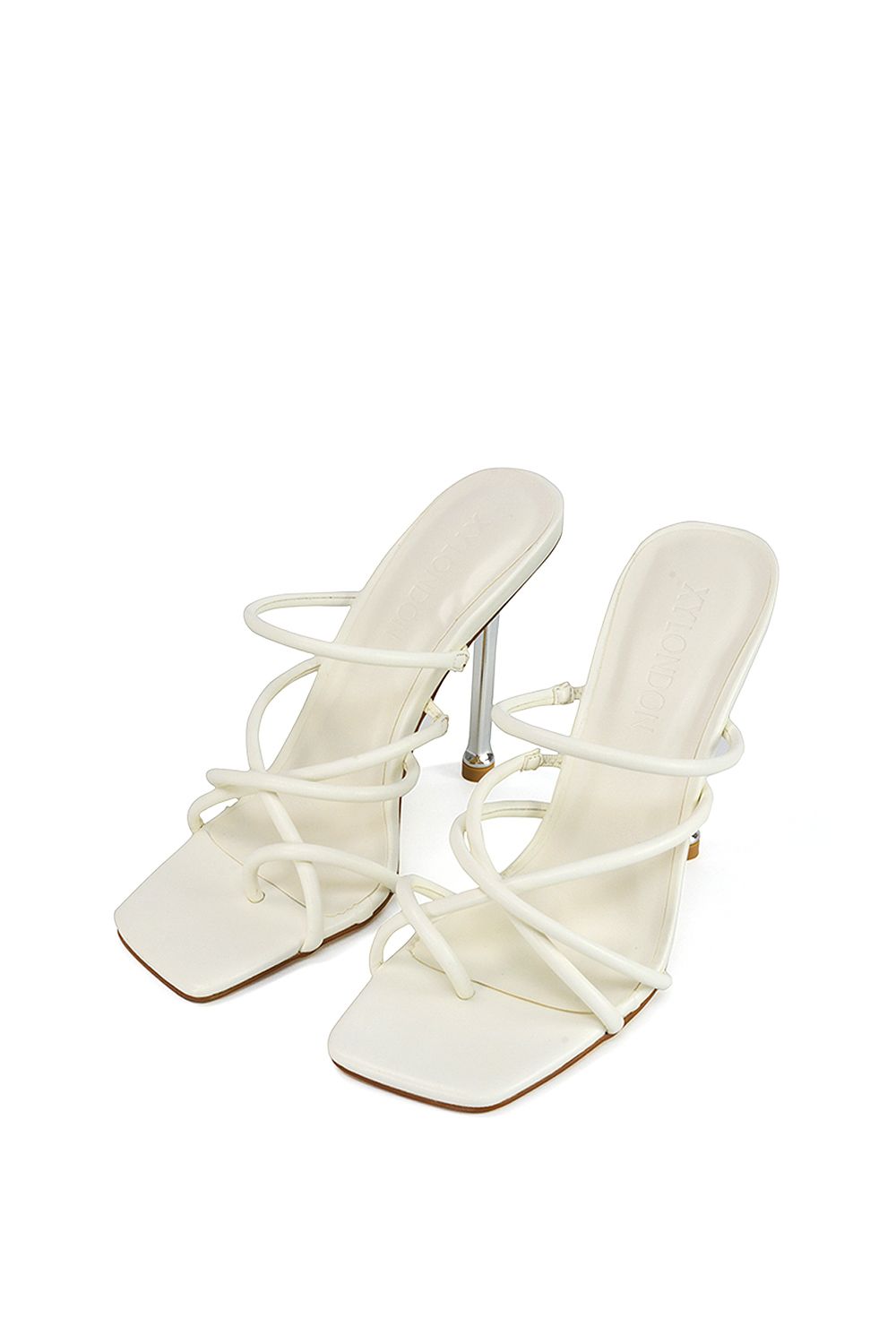 XY London 'Raelynn' Strappy Square Toe Metallic Stiletto High Heels image 5