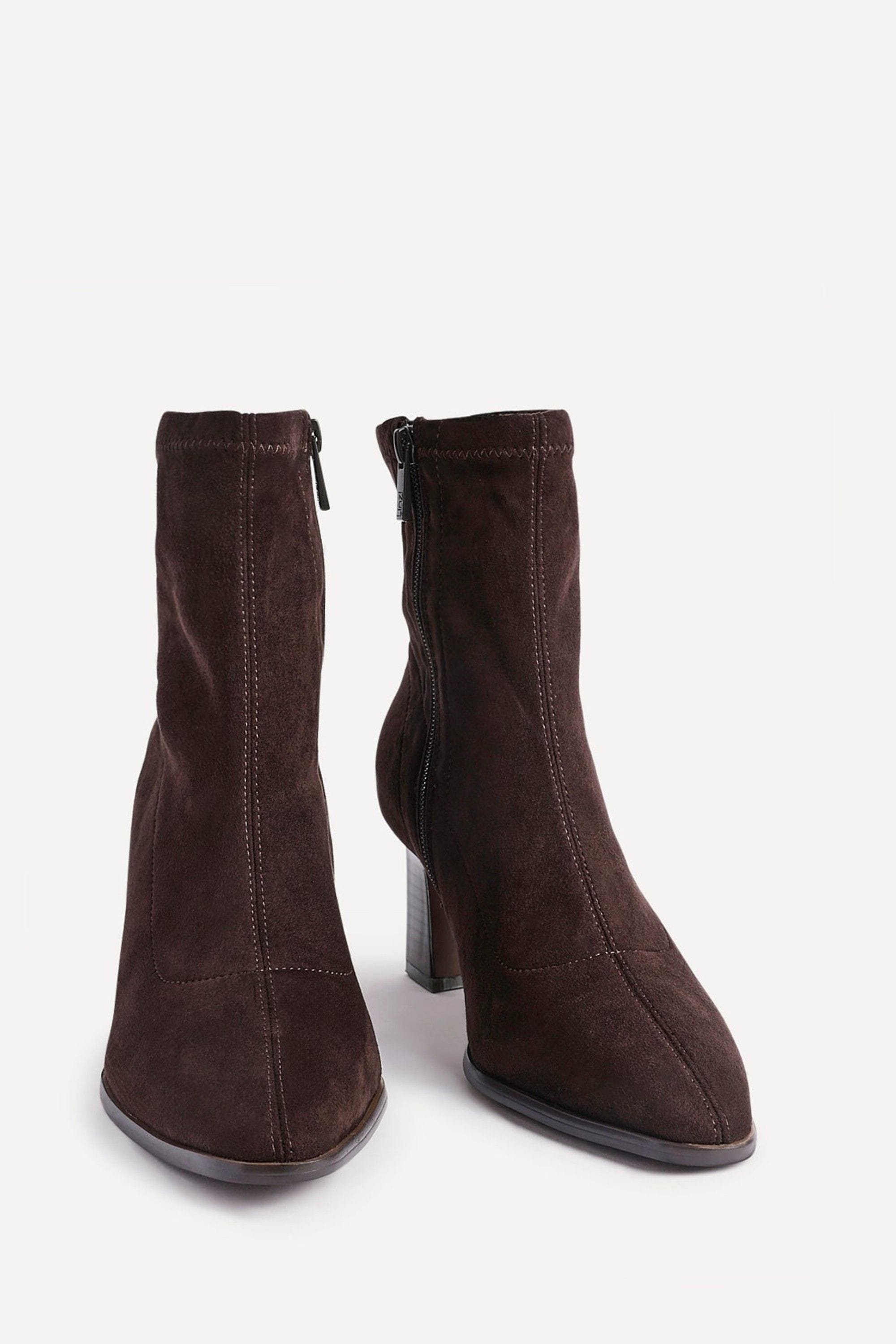 Linzi Blaze Brown Faux Suede Sock Ankle Boot image 3