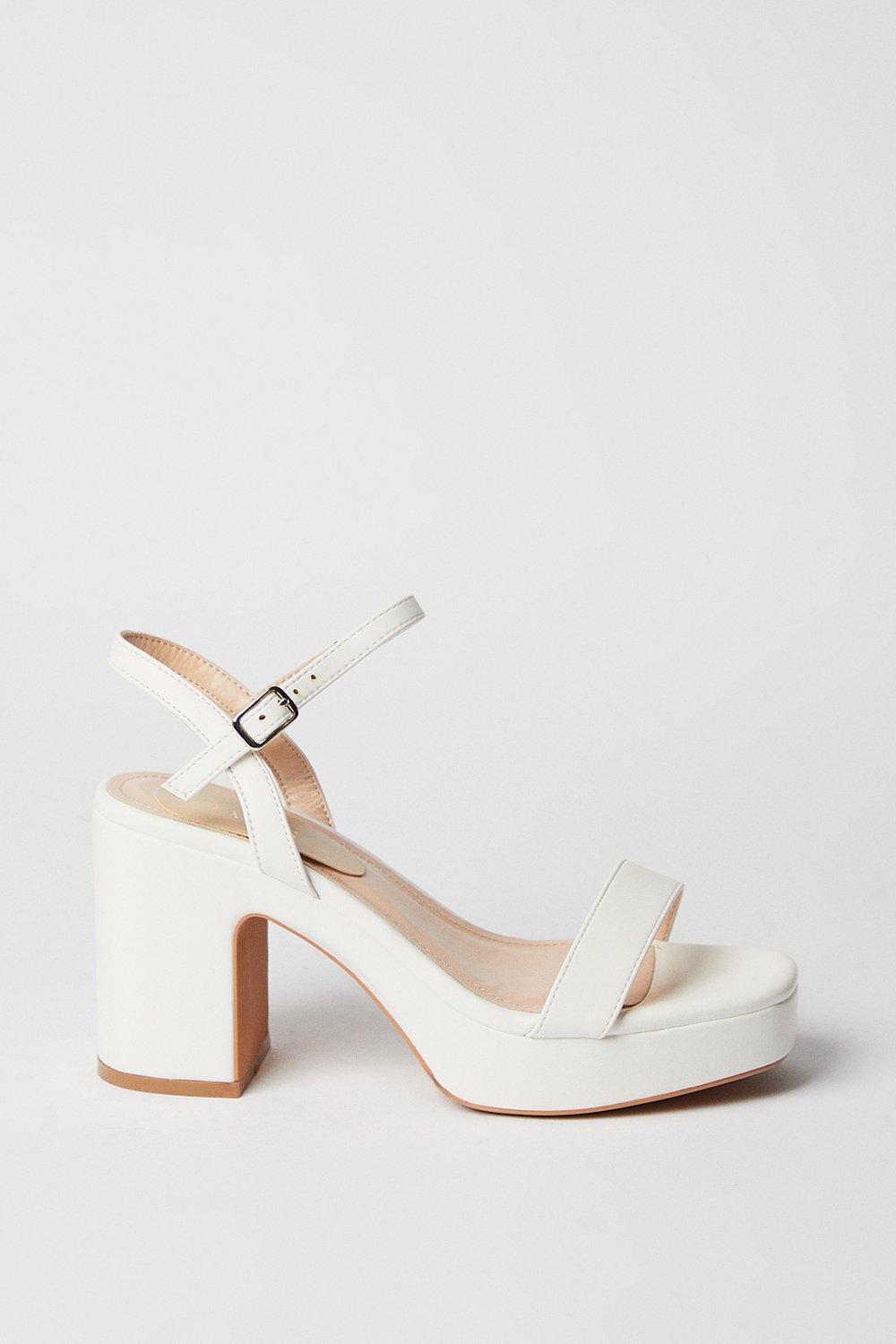 Oasis Maddie Platform High Block Heeled Sandals White image 2