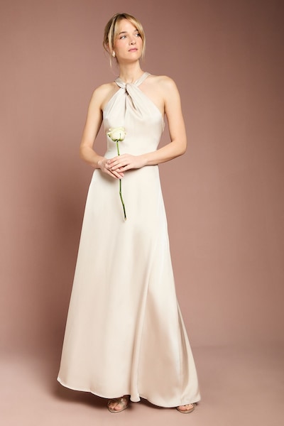 Coast Coast Honoured Twist Halterneck Satin Maxi Bridesmaid Dress Champagne