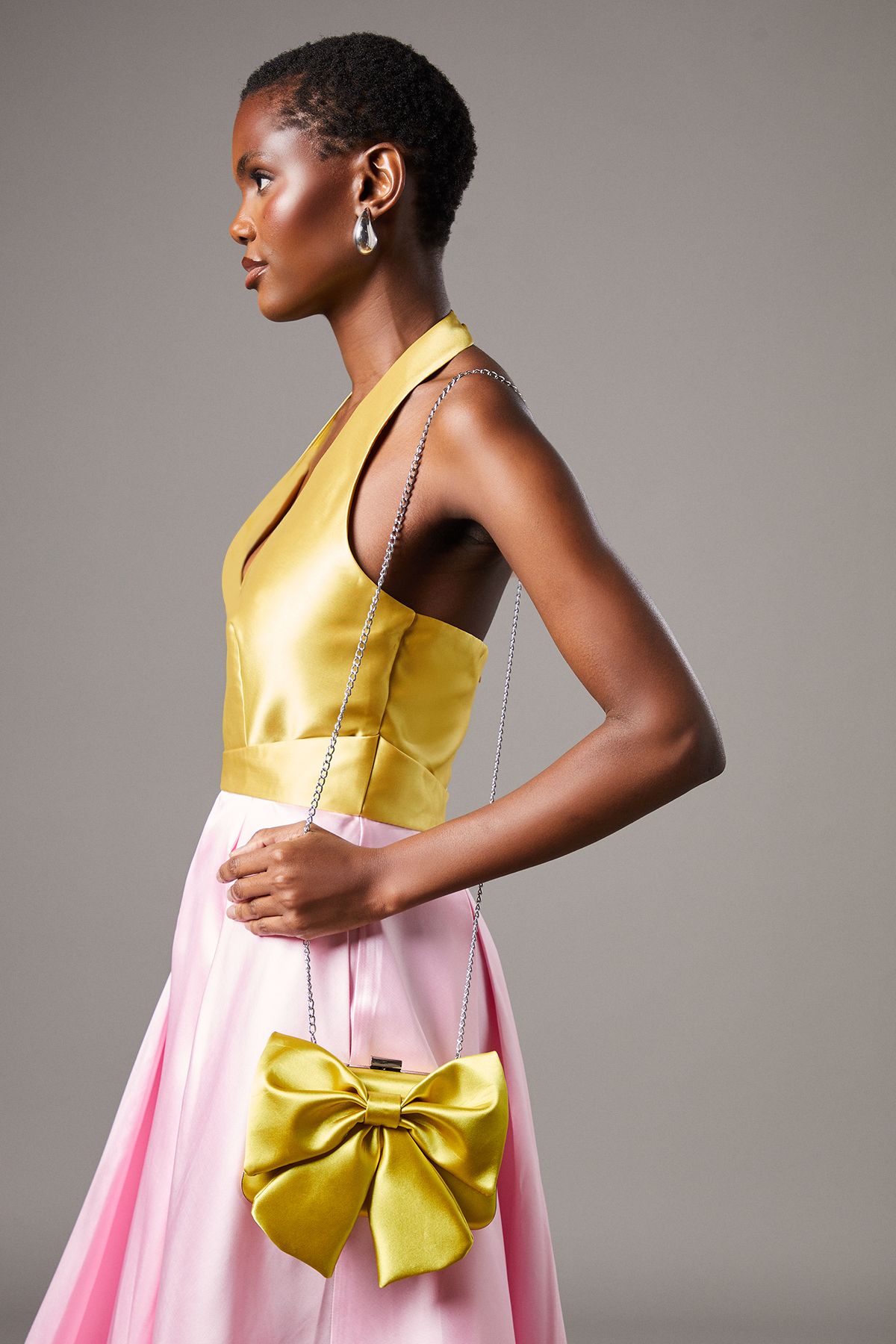 Coast Azalea Satin Bow Detail Clutch Bags Chartreuse image 1