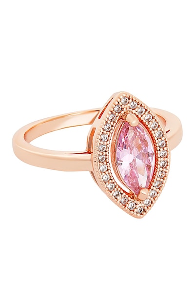 Jon Richard Rose Gold Plated Pink Marquisse Cubic Zirconia Ring