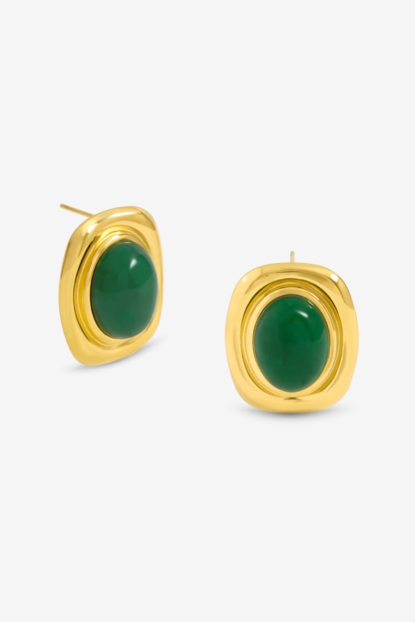Jon Richard Gold Plated And Green Statement Earrings