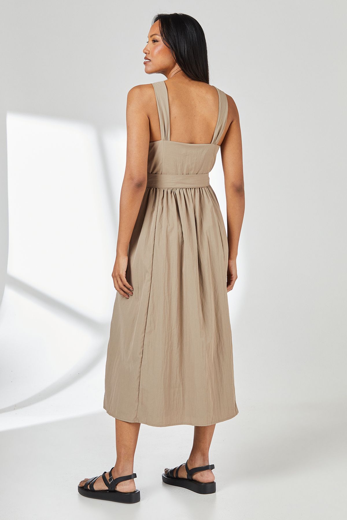 Principles Taupe Parachute Belted Midi Dress Taupe image 3