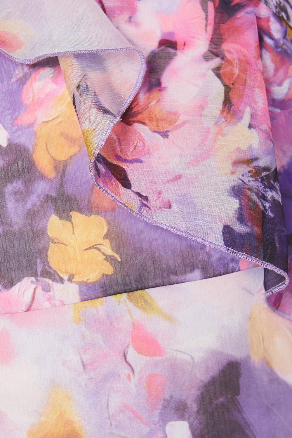 Coast Petite Ruffle Front Chiffon Dress Lilac image 5