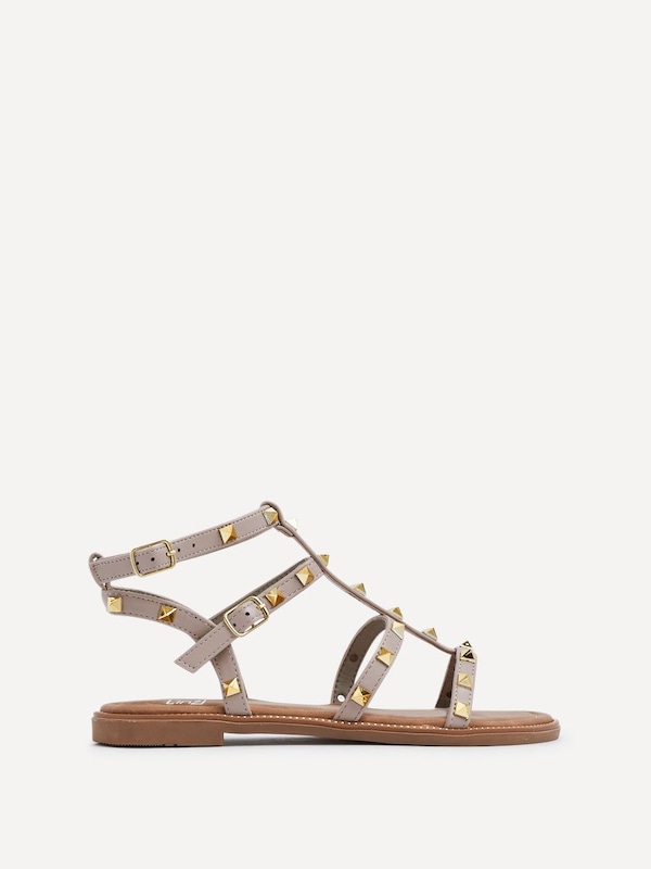 Linzi Billie Taupe Studded Gladiator Sandal