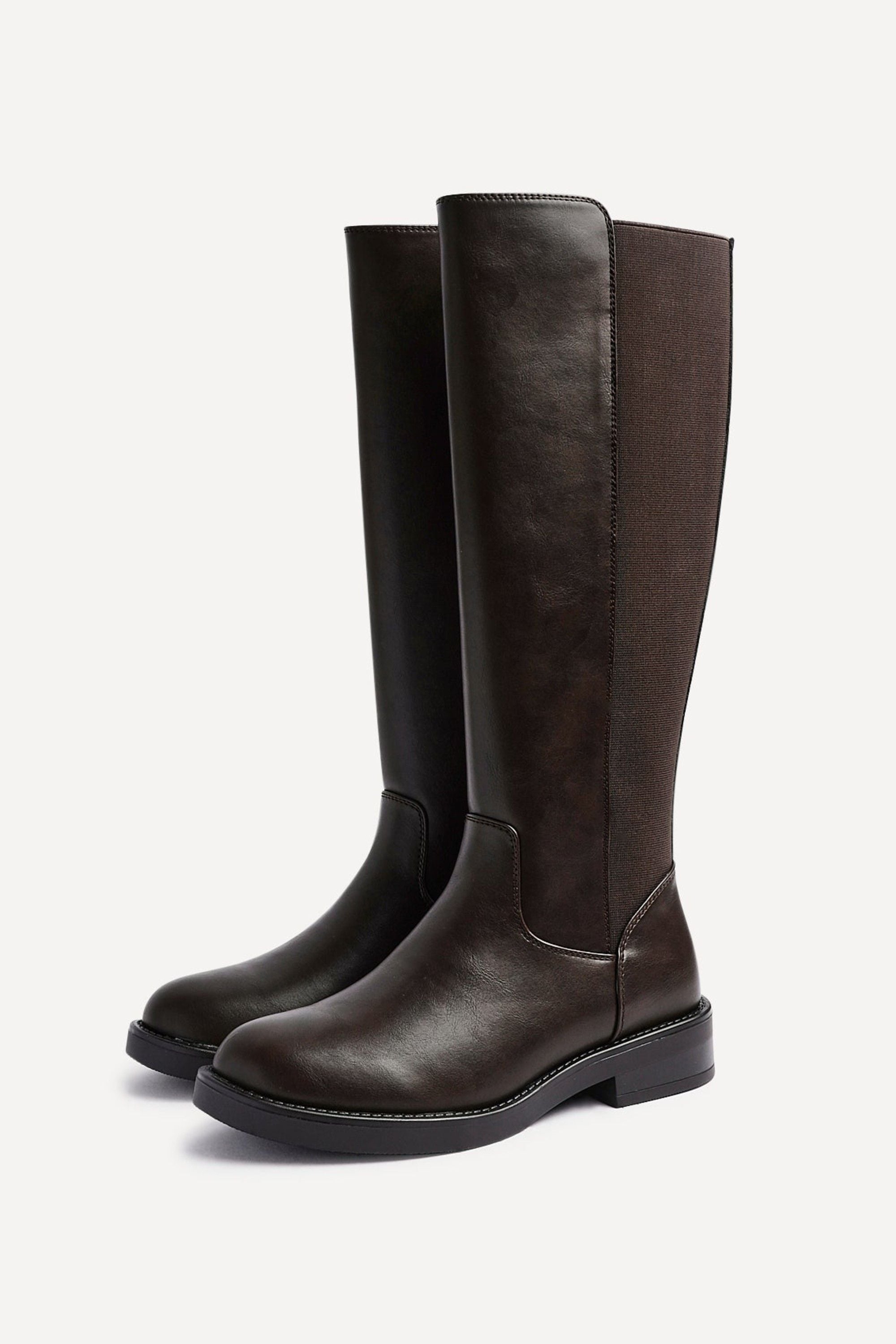 Linzi League Brown Faux Leather High Leg Boot image 4