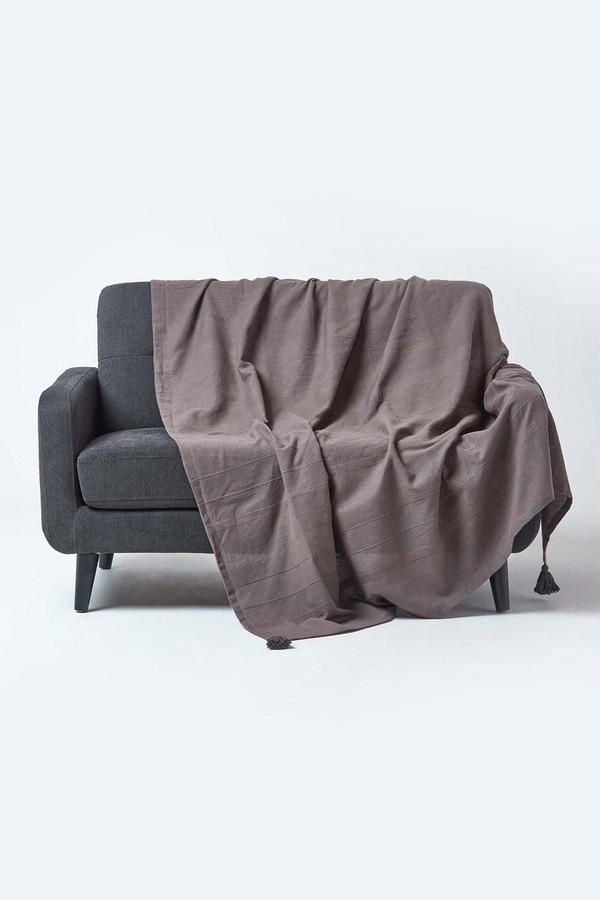 Homescapes Cotton Rajput Ribbed Throw