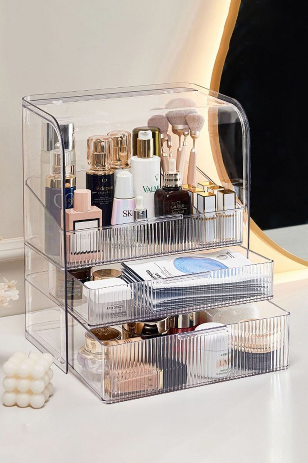 SHEONLY Large Capacity Makeup Organizer with 2 Drawers for Vanity image 1
