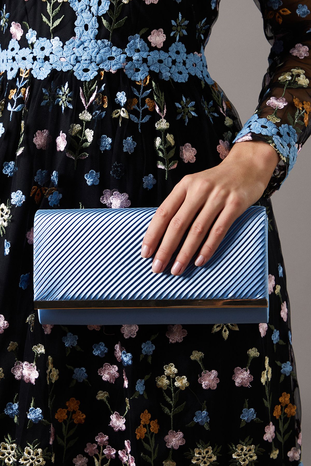 Coast Daisy Satin Pleated Detail Clutch Bags Blue image 1