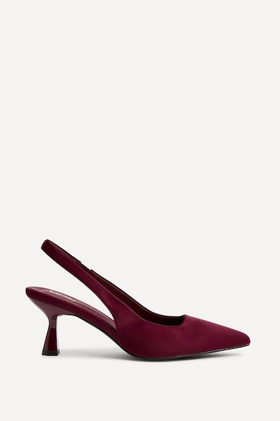 Linzi Izzie Wide Fit Burgundy Scuba Sling Back Low Court Heel