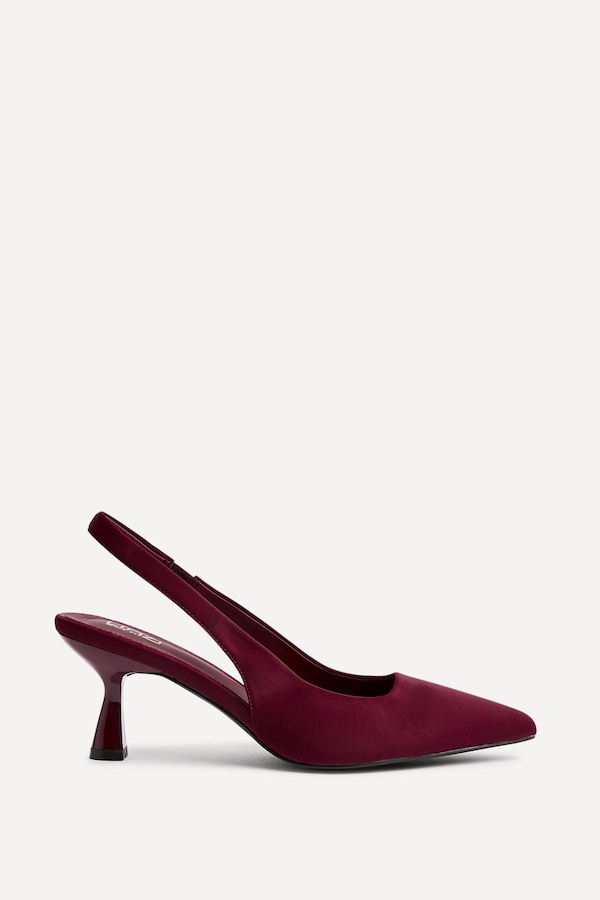 Linzi Izzie Wide Fit Burgundy Scuba Sling Back Low Court Heel