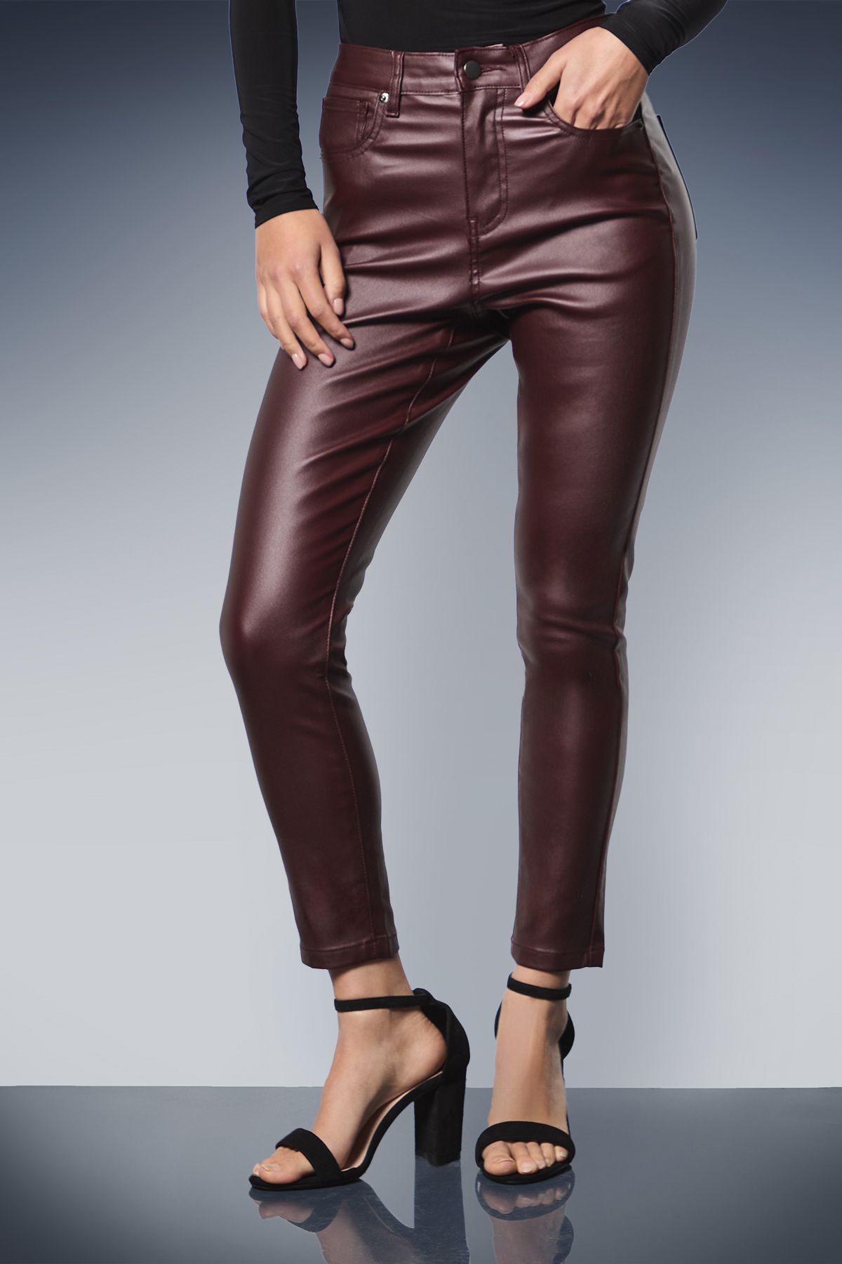Dorothy Perkins Petite Coated Skinny Jean Burgundy image 2