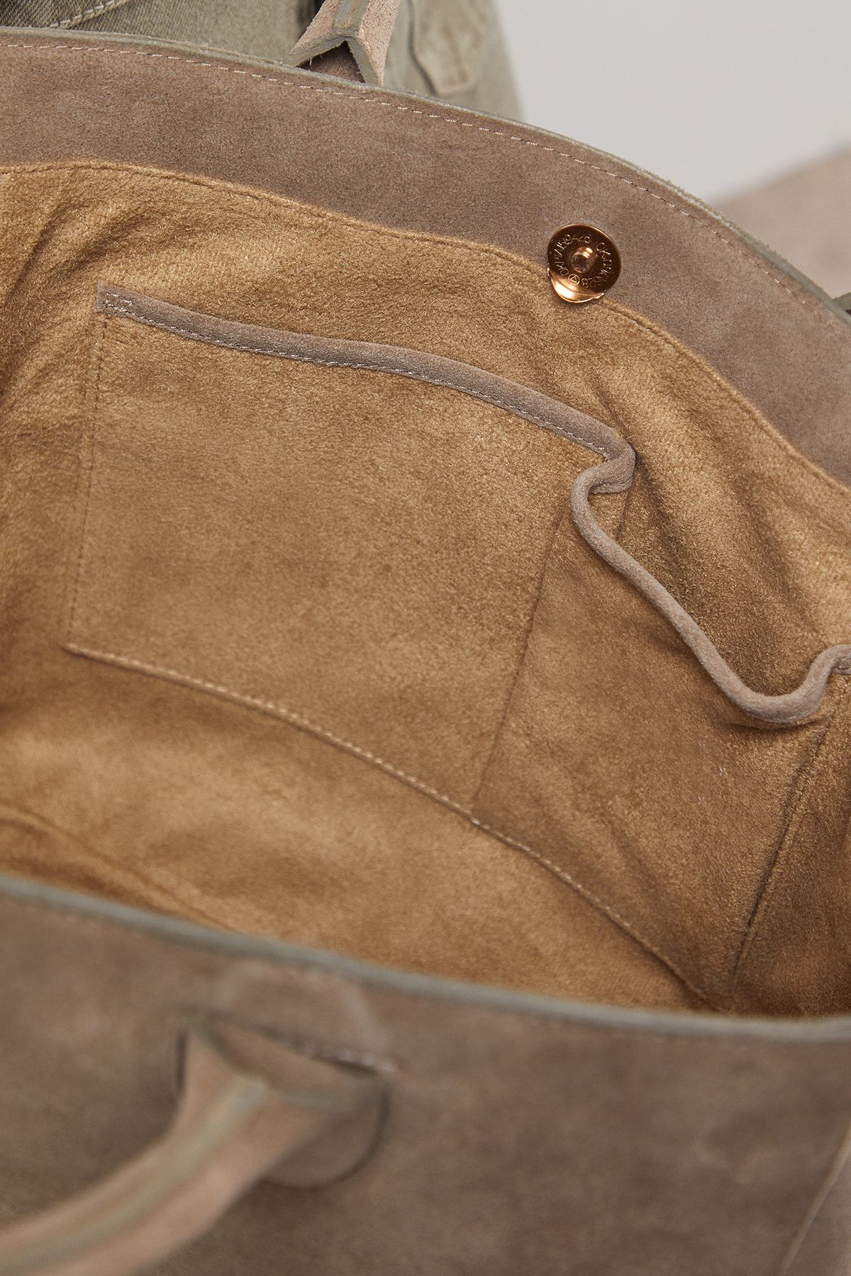 Oasis Claudia Suede Tote Bag With Pocket Taupe image 3