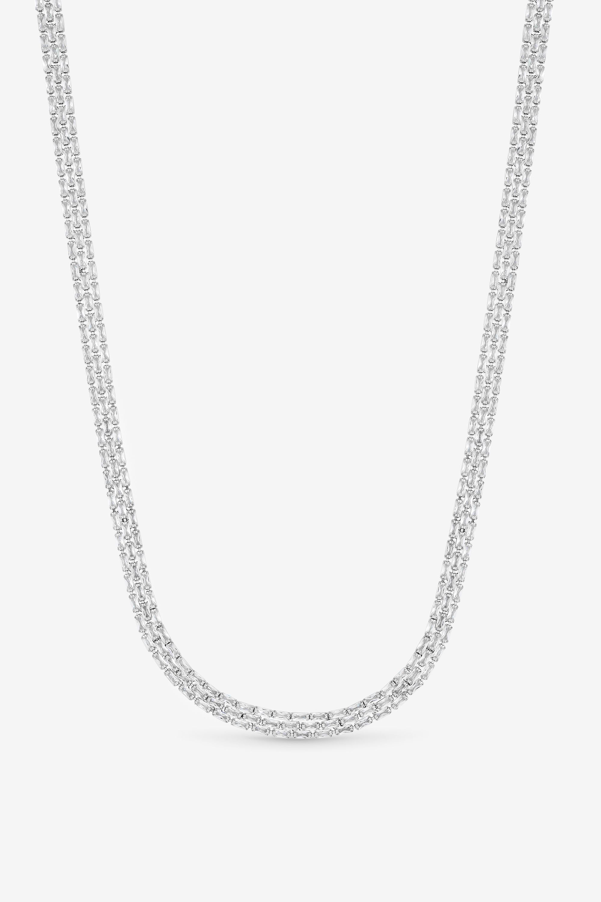 Jon Richard Rhodium Plated Cubic Zirconia Baguette Necklace image 1