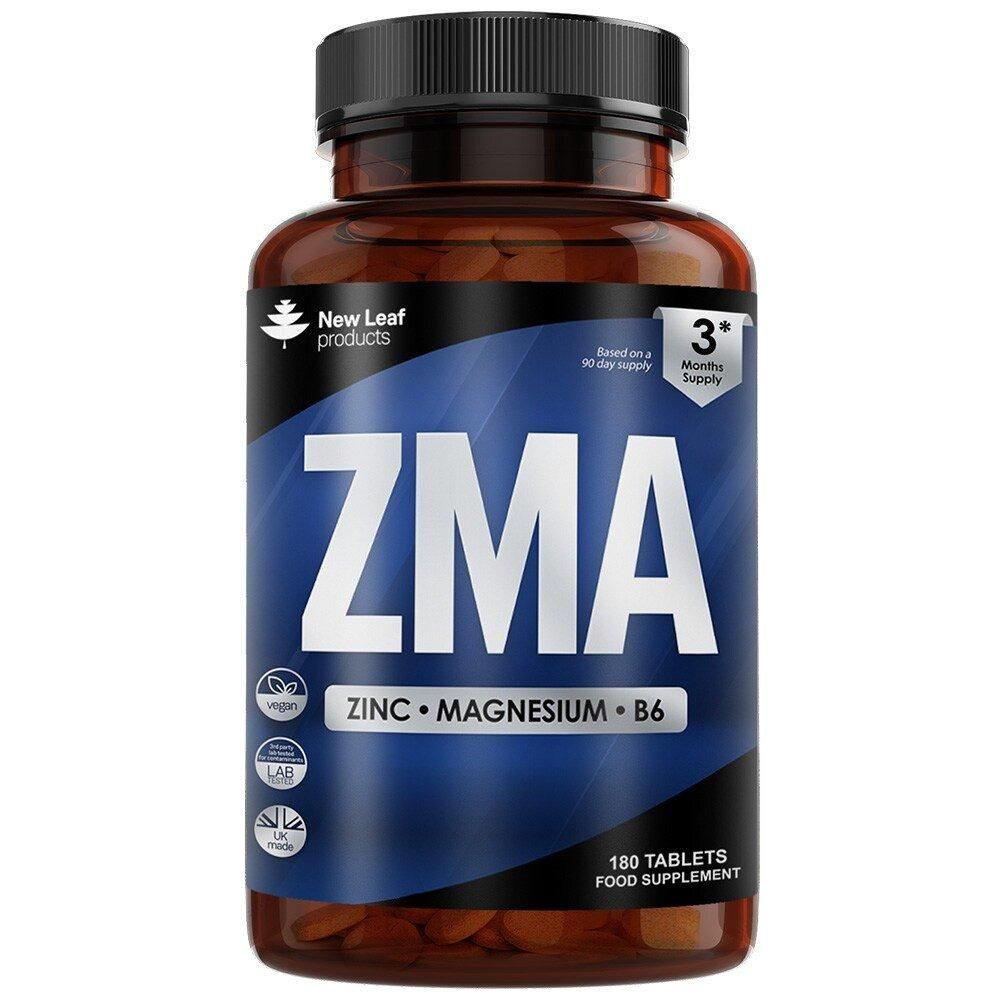 New leaf health New Leaf Products ZMA Supplement - 180 Tablets Zinc Magnesium & Vitamin B6 - Muscle, Sleep Support 3 Month Supply image 1