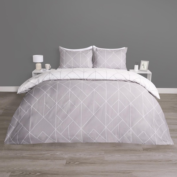 OHS Geometric Reversible Bedding Set Soft Duvet Cover with Pillowcase