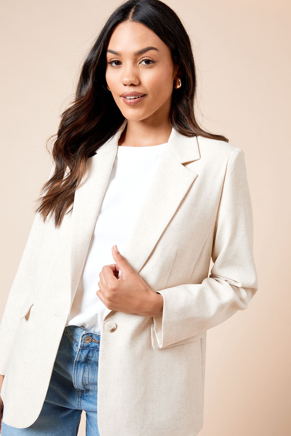 Dorothy Perkins Oversized Single Breasted Blazer Ivory image 4