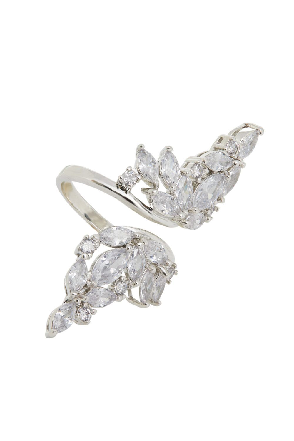 Jon Richard Rhodium Cubic Zirconia Statement Open Ring