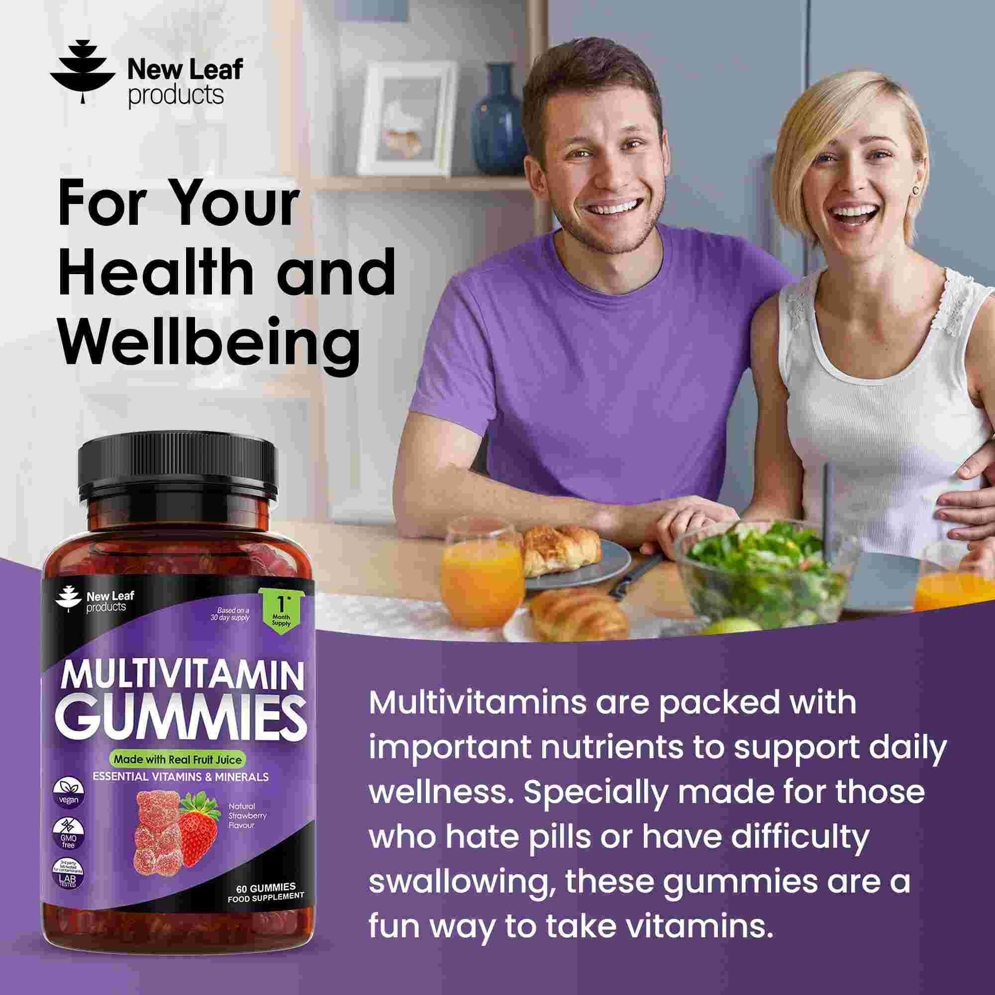 New leaf health Multivitamin Gummies, 60 High Strength Gummies for Men & Women - Vegetarian +14 Essential Vitamins & Minerals image 3
